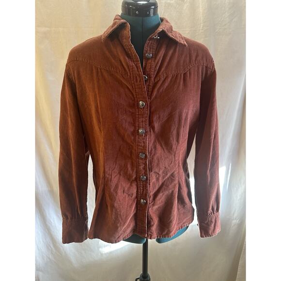 Rockin’ C Rust Corduroy Button-Up Shirt Women’s Medium - Picture 1 of 7